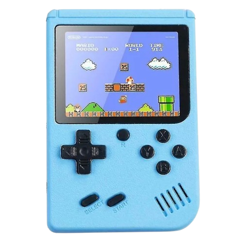 consola portátil retro de videojuegos azul