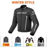 Chaqueta de moto impermeable y transpirable con forro extraíble accesorios