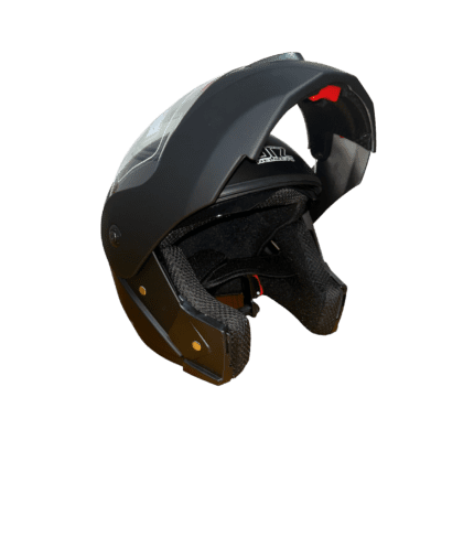 casco de moto modular abatible con doble lente solar