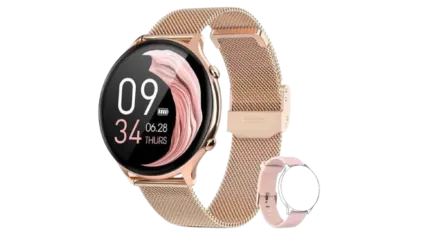 smartwatch redondo dorado