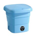 lavadora plegable portátil con secado giratorio azul