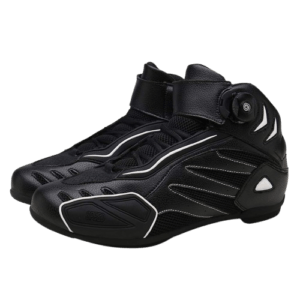 botas de cuero para motociclista negras