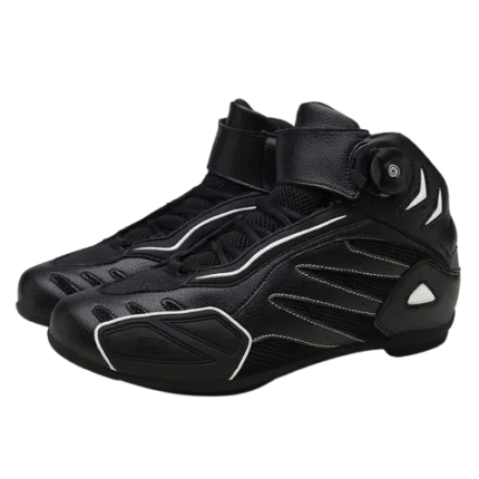 botas de cuero para motociclista negras