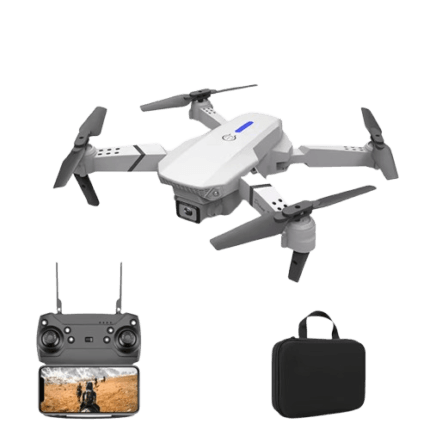 dron con cámara de gran angular gris