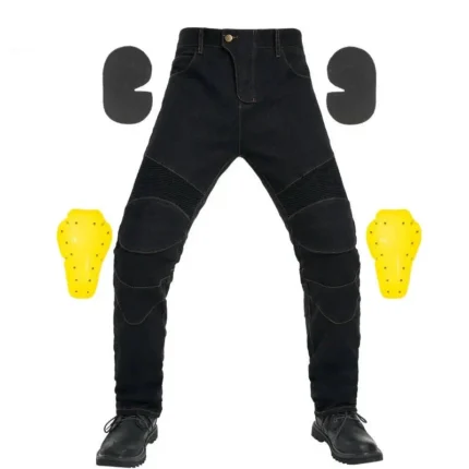 pantalones vaqueros de motocicleta negro