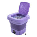 lavadora plegable portátil con secado giratorio lila